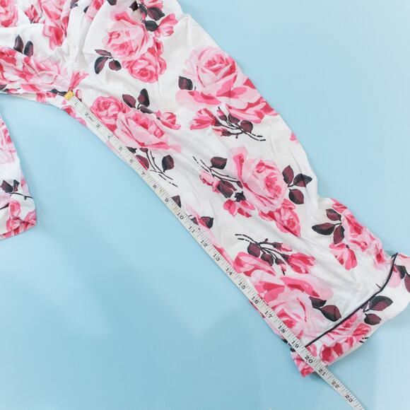 Kate Spade New York Rose Print White Pink Matching Pajama Set Size XSmall Preppy - Picture 6 of 12